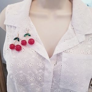 NEW Large CHERRY Bomb Dangle Shepherd Hook Drop Earrings